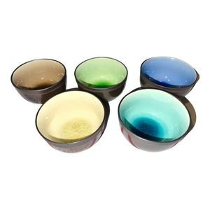 Japanese Sushi Tea Cup 3.75"D x 2.25"H Ceramic Crackle Utsuwa Made in Japan